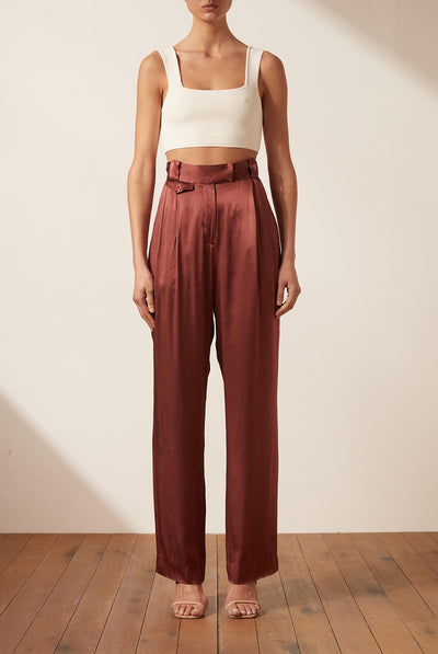 Shona Joy THALIA HIGH WAISTED TAILORED PANT - SANGRIA